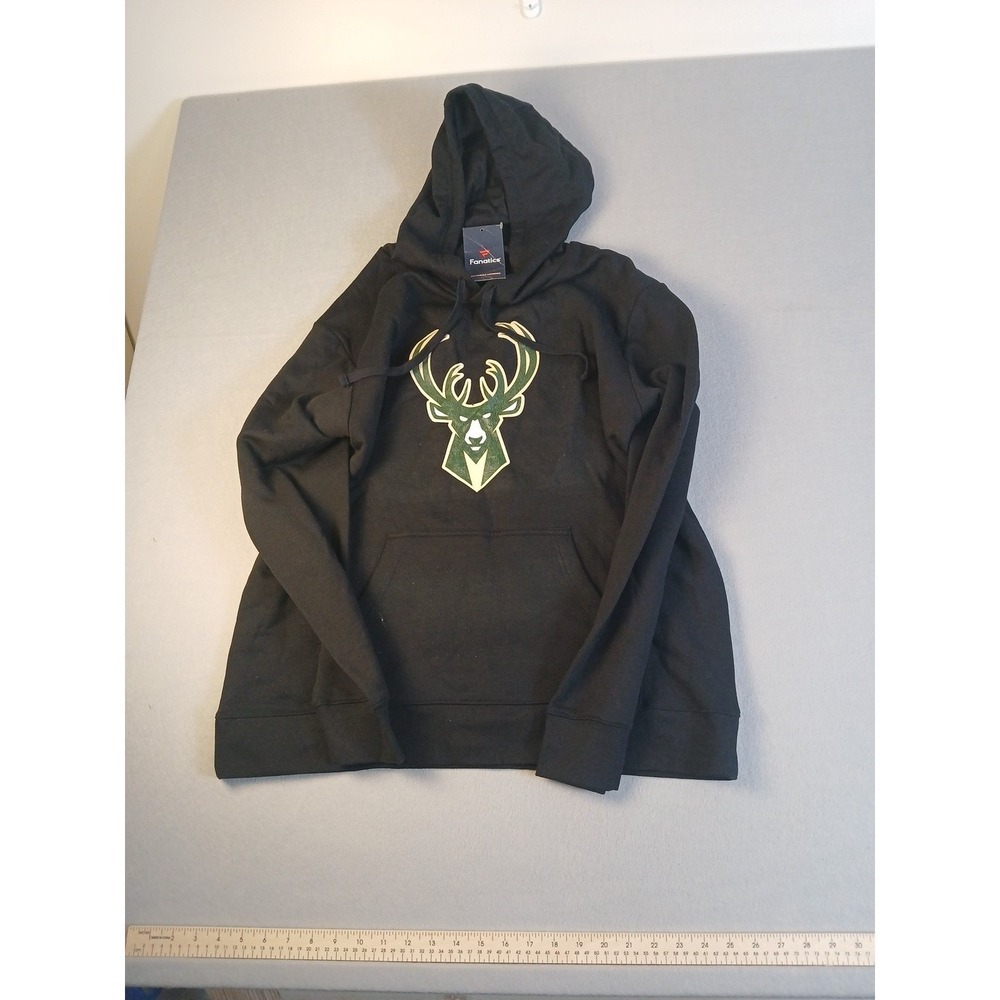 Fanatics 100% authentic mens SIZE XL Milwaukee Bucks Black hoodie!! 34!!!